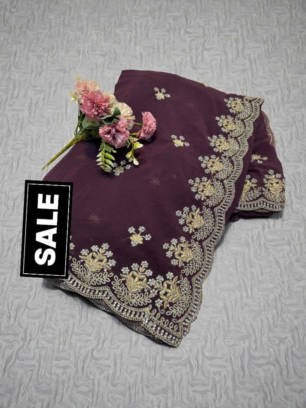 Faux Georgette Saree with unstitched Blouse, Cultural Wear for Women